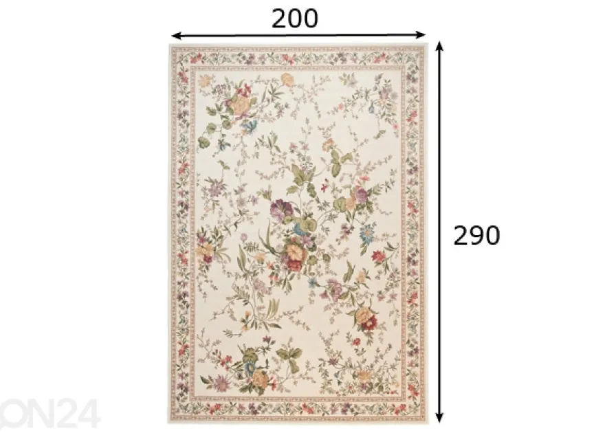 Matto Flomi Sagrini 200x290cm, kermanvalkoinen