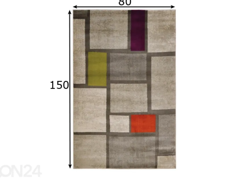 Matto Mondrian Multi 80x150 cm