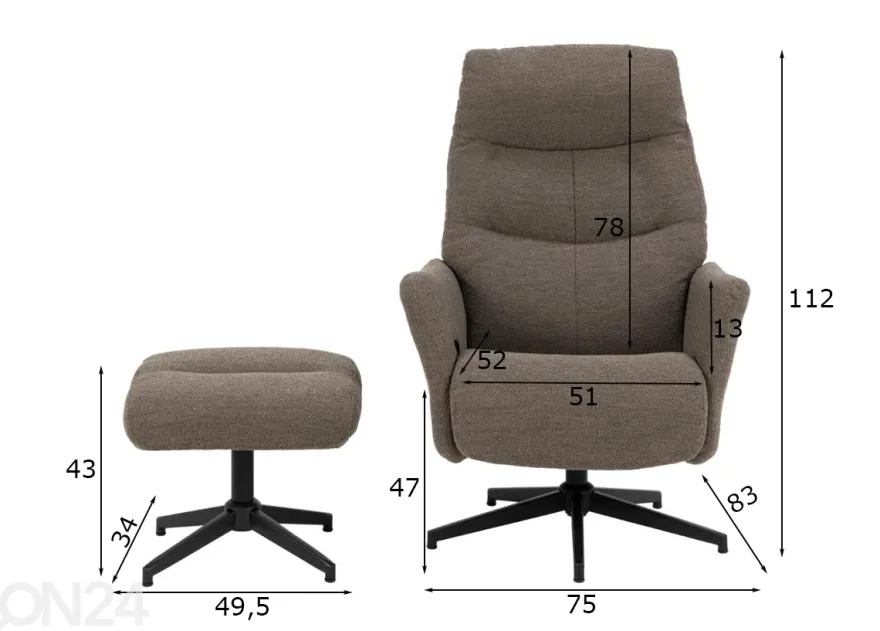 Mekanismituoli Recliner Lom + rahi