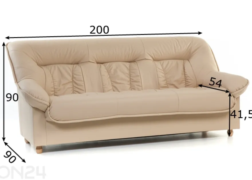 Nahkavuodesohva Spencer, 3-istuttava
