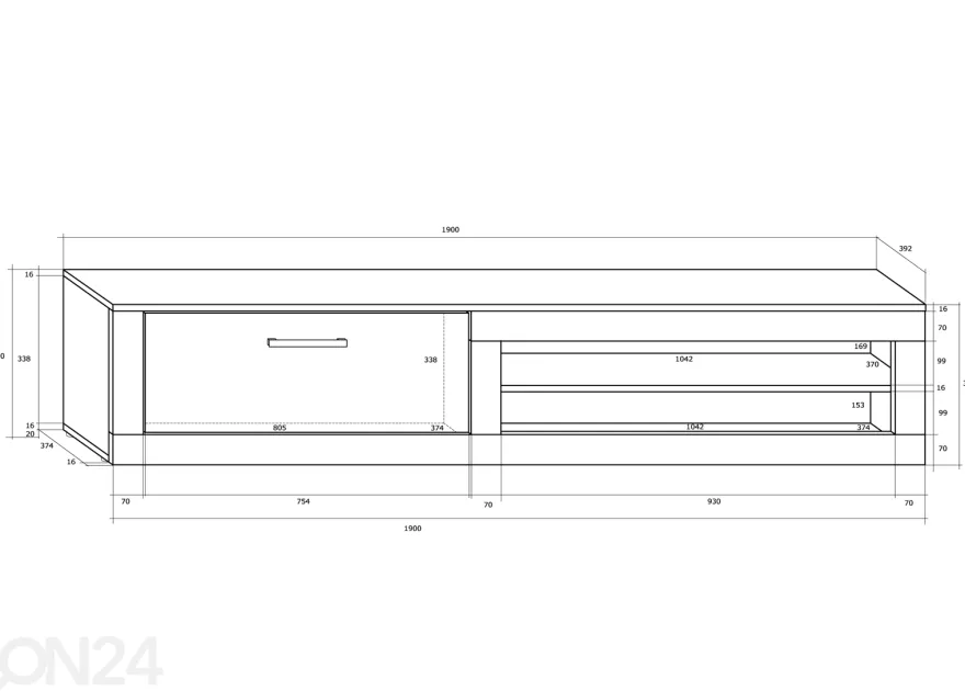 Olohuoneen kalusteet Bally 280 cm