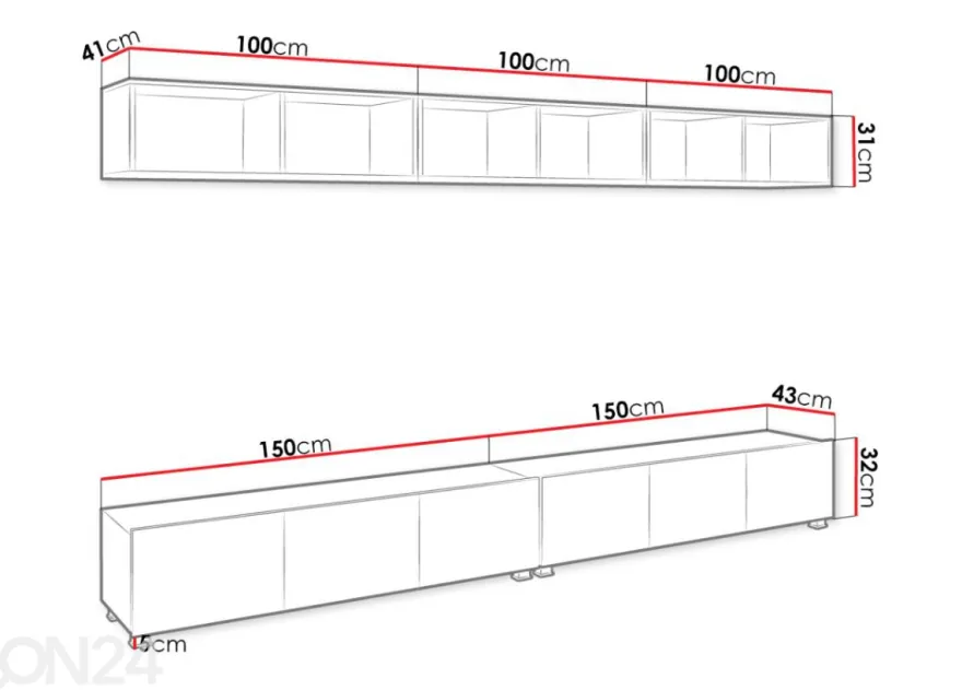 Olohuoneen kalusteryhmä Claudia 300 cm
