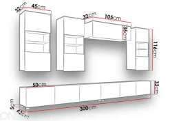 Olohuoneen kalusteryhmä Claudia 300 cm