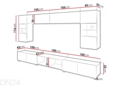 Olohuoneen kalusteryhmä Claudia 300 cm + LED-valaistus