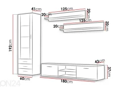 Olohuoneen kalusteryhmä 240 cm + LED valaistus