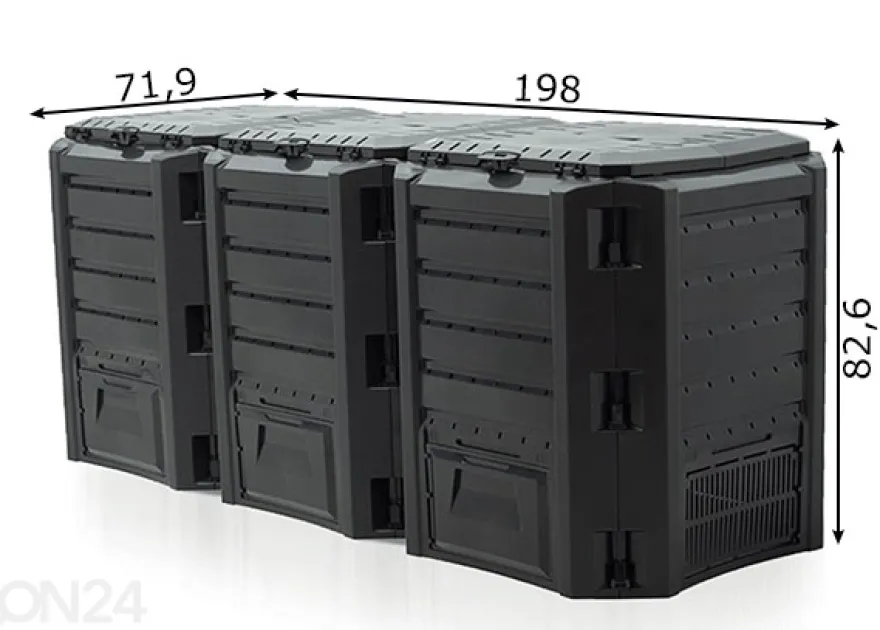 3-osainen kompostori Compo 1200 L