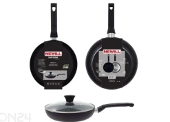 Paistinpannu Black Ceramic Ø 24 cm + pannusuoja, lasikansi, keraaminen ja induktio