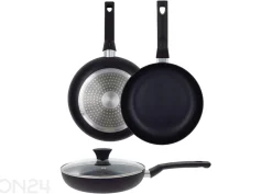 Paistinpannu Black Ceramic Ø 24 cm + pannusuoja, lasikansi, keraaminen ja induktio