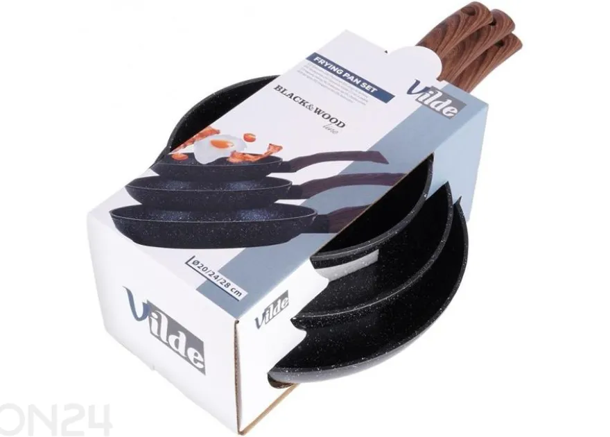 Paistinpannusarja Black&Wood, 3 osaa