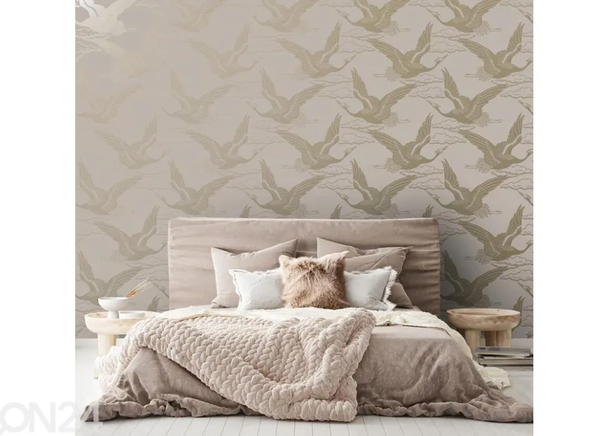 Paperitapetti Metallic Cranes