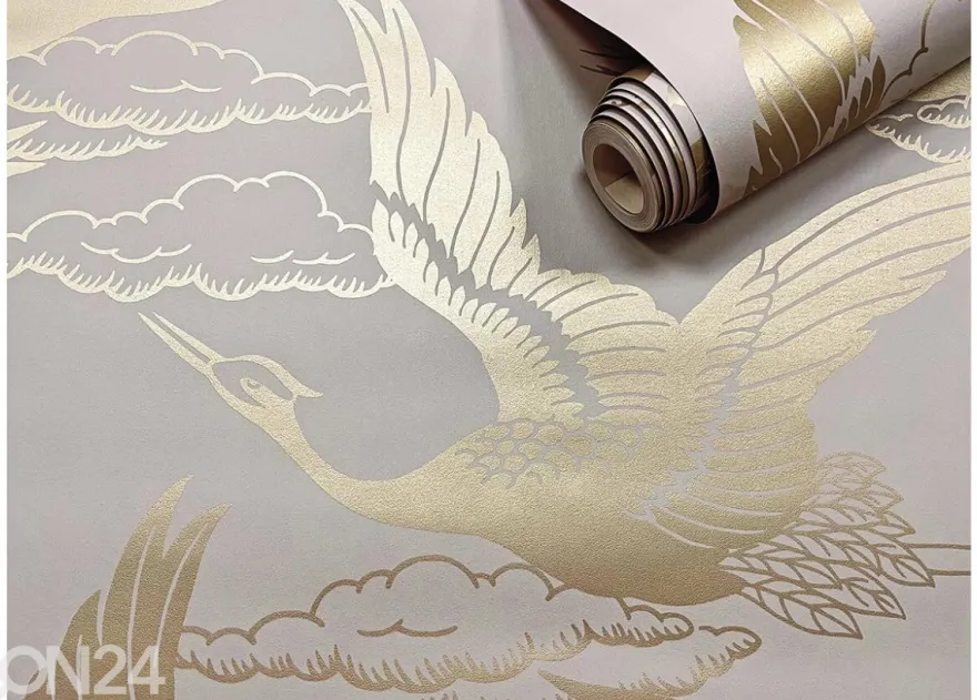 Paperitapetti Metallic Cranes
