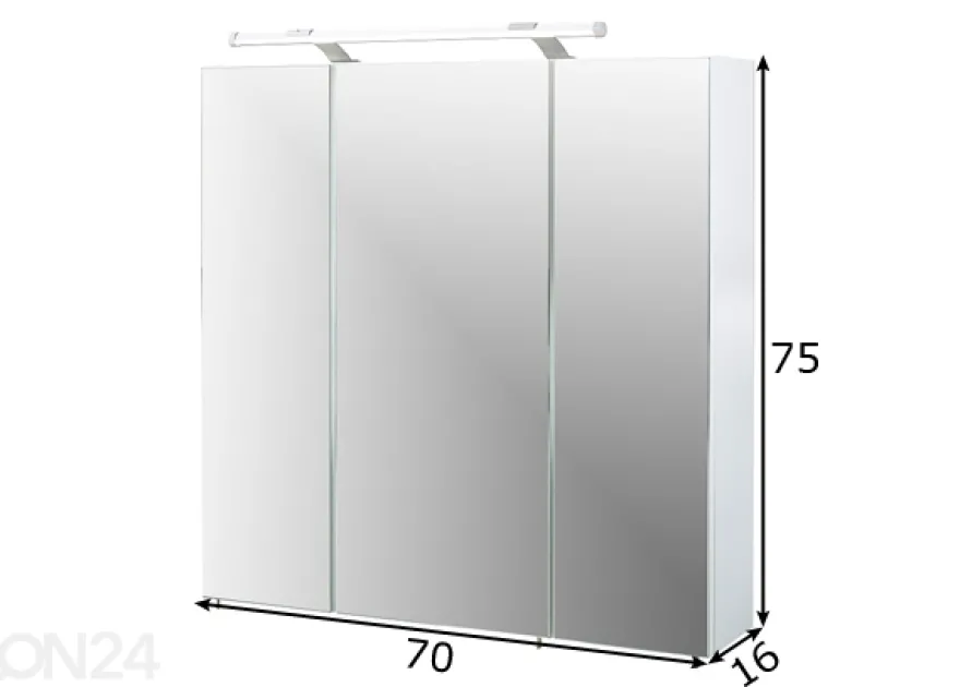 Peilikaappi LED-valaisimella Mars