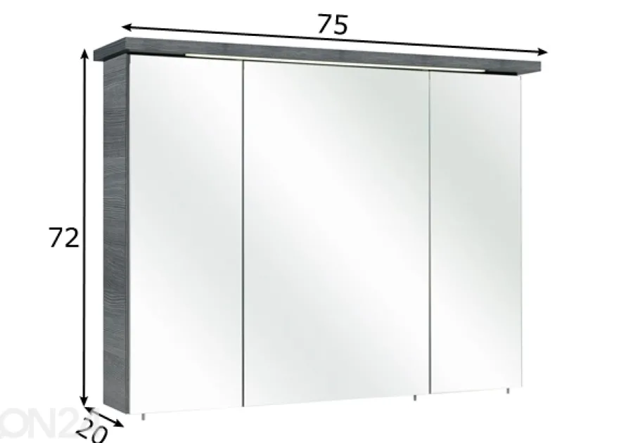 Peilikaappi LED-valaistuksella 84-II 75 cm
