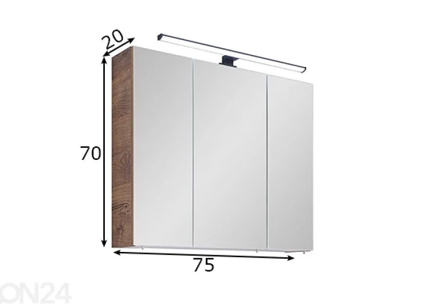 Peilikaappi LED-valolla