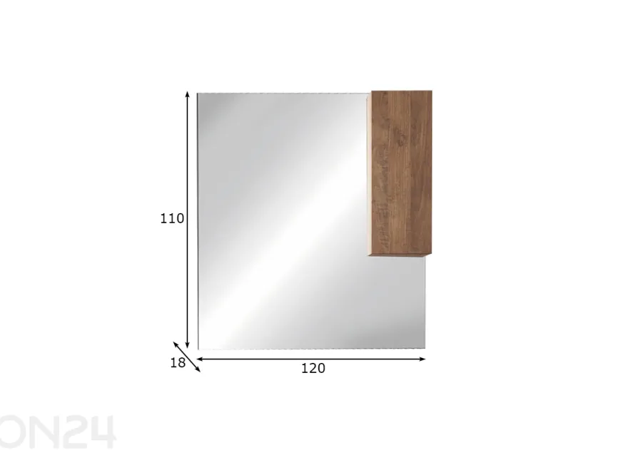 Peili LED-valaistuksella ja kaapilla Jupiter 120 cm
