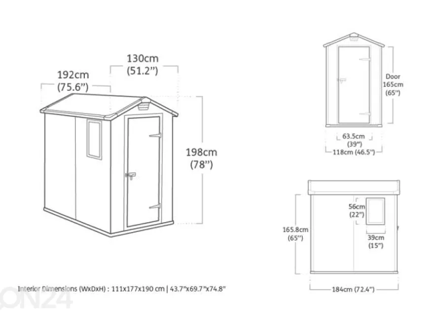 Pihavarasto eter Manor 1,97 m², 192x130x198 cm cm