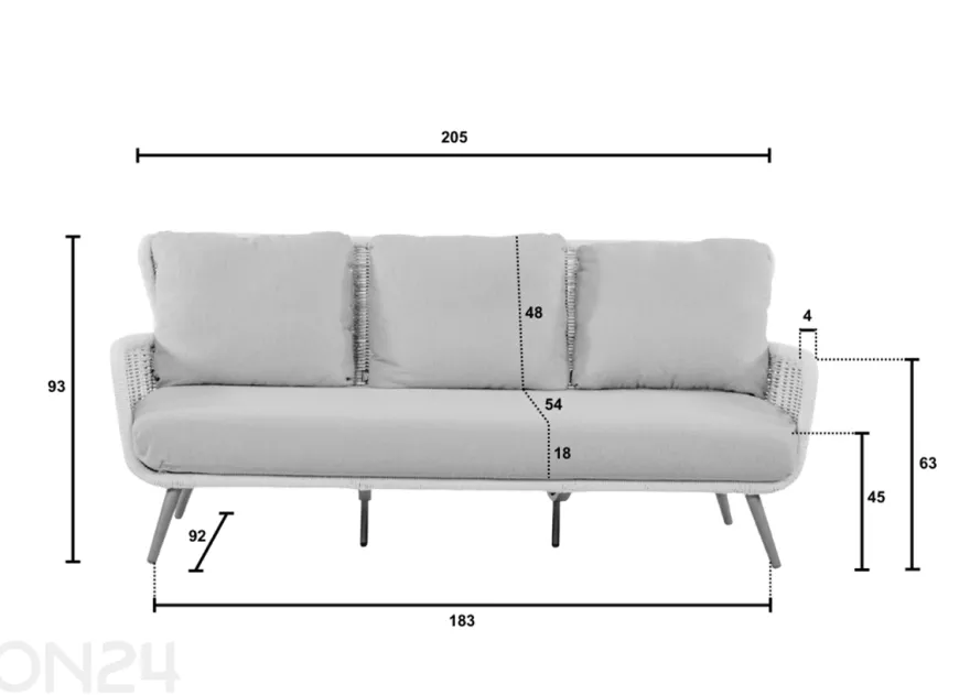 Puutarhasohva Key Largo 205 cm