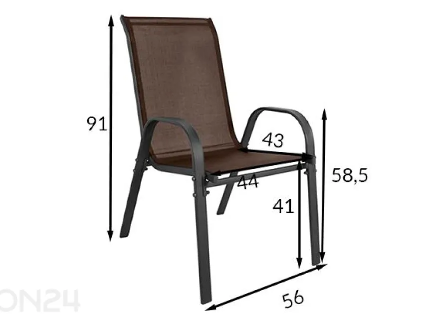 Puutarhatuolien sarja 2 kpl, ruskea/musta