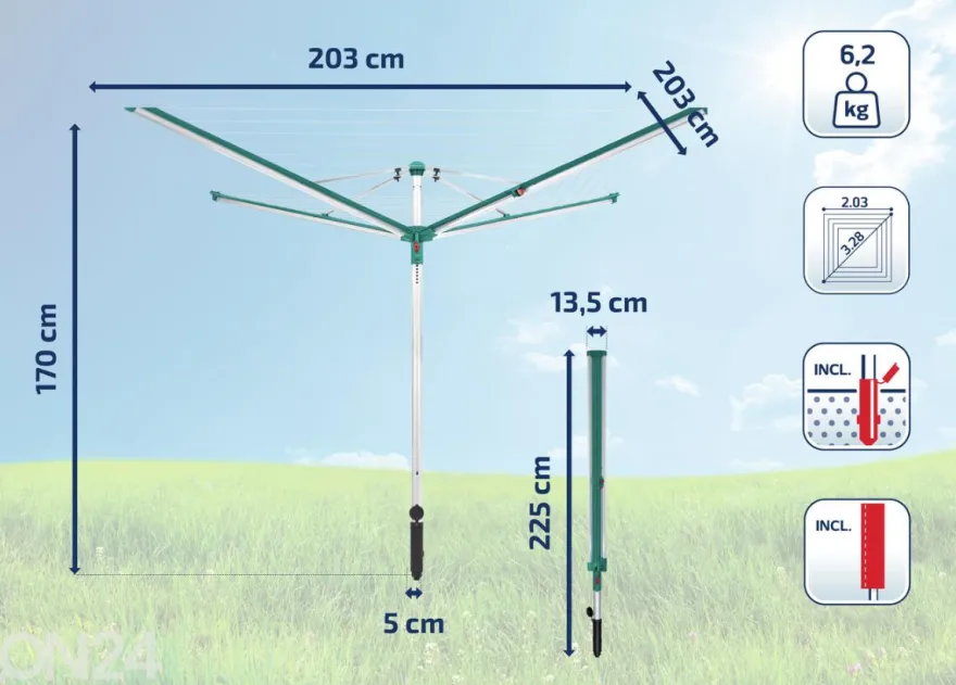 Pyykin kuivausteline Linomatic 500 Deluxe suojalla Leifheit