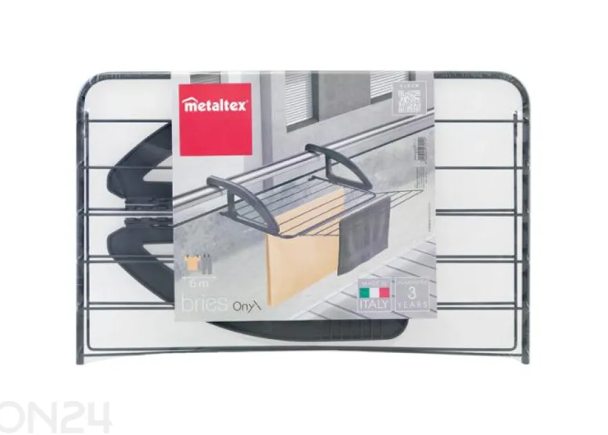 Pyykinkuivausteline parvekkeelle Bries Onyx 6 m, musta