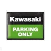 Retro metallijuliste Kawasaki - Parking Only Green 30x40 cm