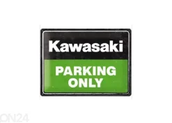 Retro metallijuliste Kawasaki - Parking Only Green 30x40 cm