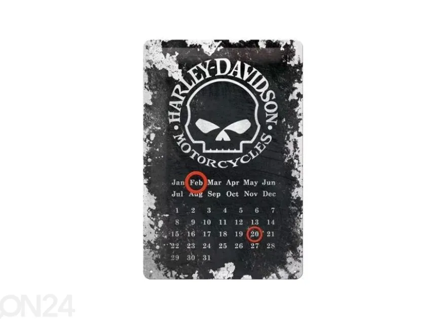 Retro metallikalenteri Harley-Davidson Skull