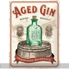 Retro metallitaulu Aged Gin Barrel 30x40 cm