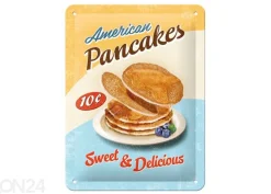 Retro metallitaulu American Pancakes 15x20 cm
