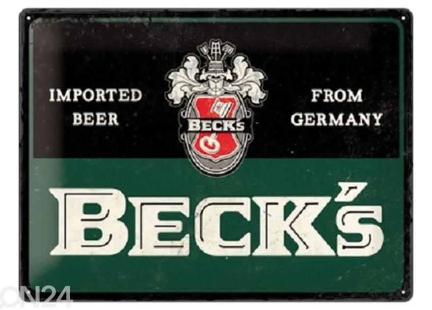 Retro metallitaulu Becks - Grün Quer 30x40 cm