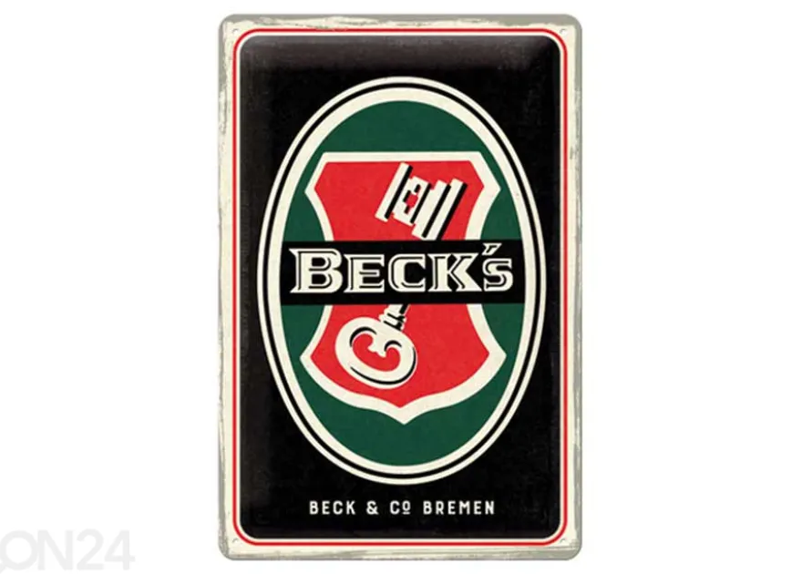 Retro metallitaulu Becks - Key Logo 20x30 cm
