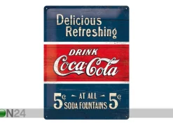 Retro metallitaulu Coca-Cola 5c Delicious Refreshing 30x40 cm