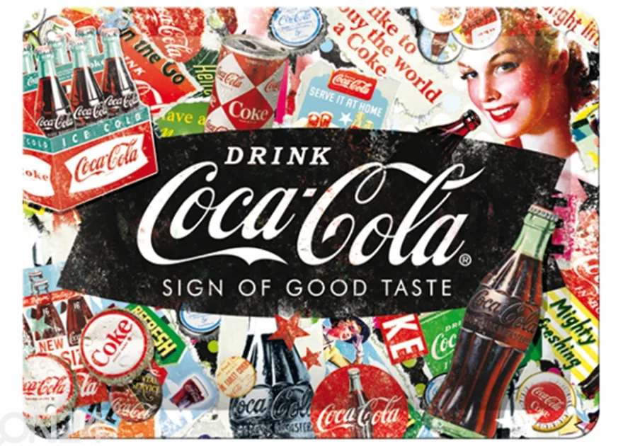 Retro metallitaulu Coca-Cola Collage 15x20 cm
