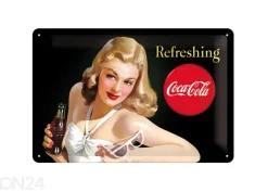 Retro metallitaulu Coca-Cola Refreshing Naine 20x30cm
