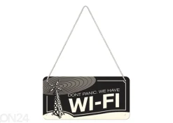 Retro metallitaulu Dont Panic We Have WI-FI 10x20 cm