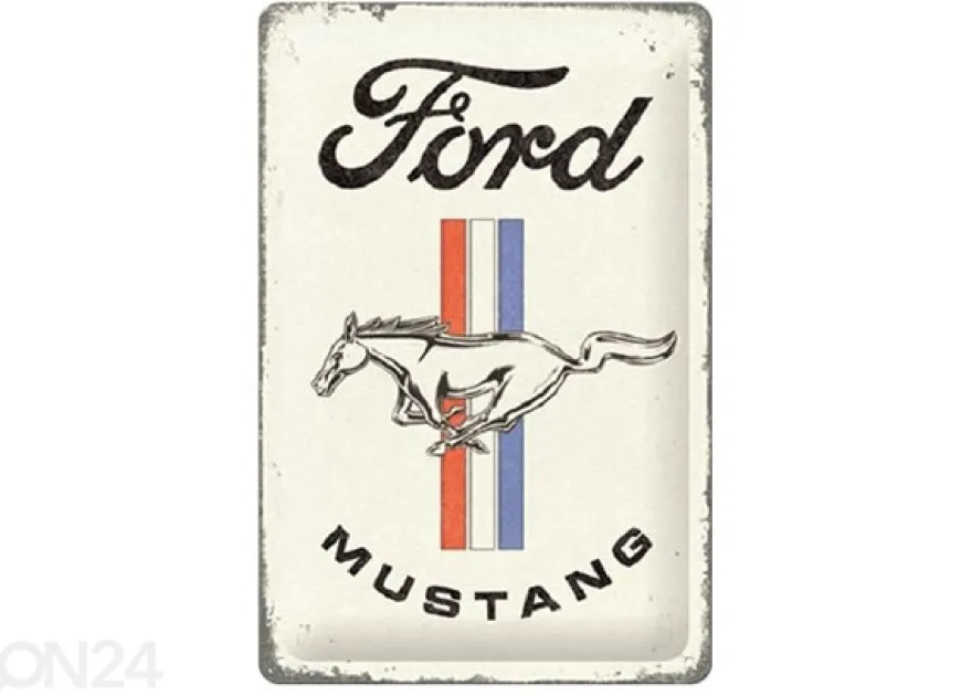 Retro metallitaulu Ford Mustang - Horse & Stripes Logo 20x30 cm