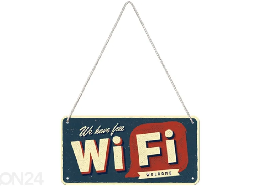 Retro metallitaulu Free Wi-Fi 10x20 cm
