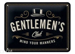 Retro metallitaulu Gentlemen's Club 15x20 cm