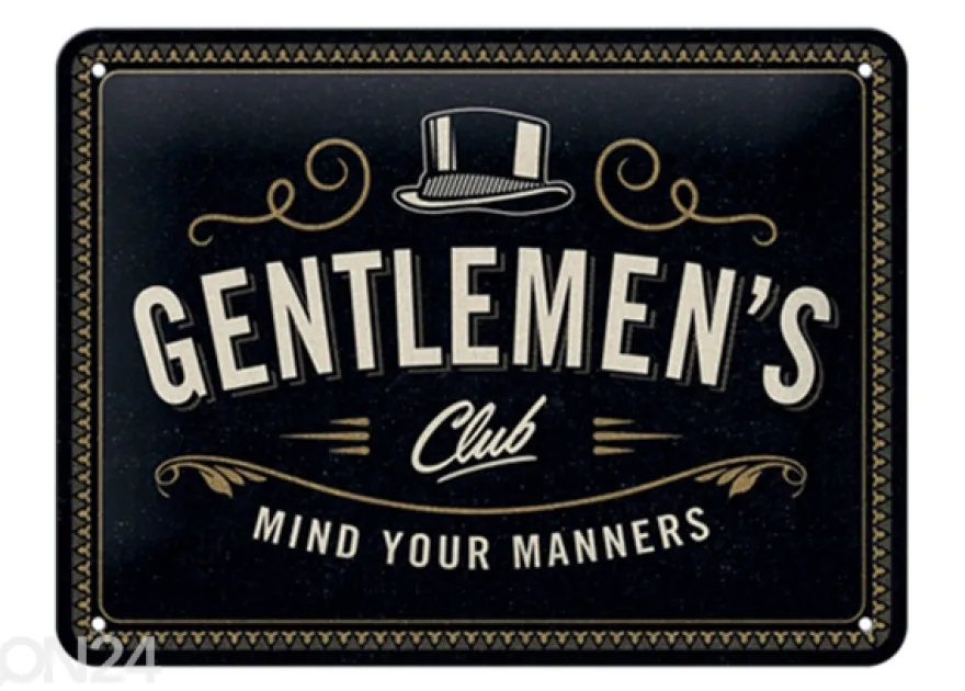 Retro metallitaulu Gentlemen's Club 15x20 cm