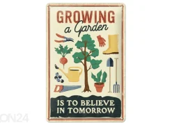 Retro metallitaulu Growing a garden 20x30 cm