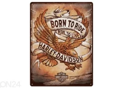 Retro metallitaulu Harley Davidson - Born to Ride Eagle 30x40 cm