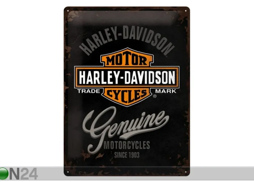 Retro metallitaulu Harley-Davidson Genuine logo 30x40 cm