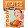 Retrometallitaulu I kiss better than I cook 15x20 cm