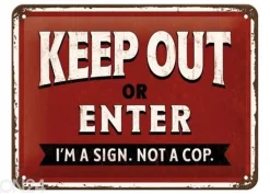 Retro metallitaulu Keep Out or Enter 15x20 cm