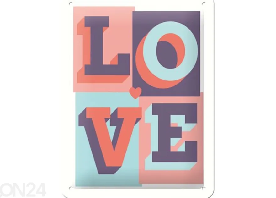 Retro metallitaulu Love 15x20 cm