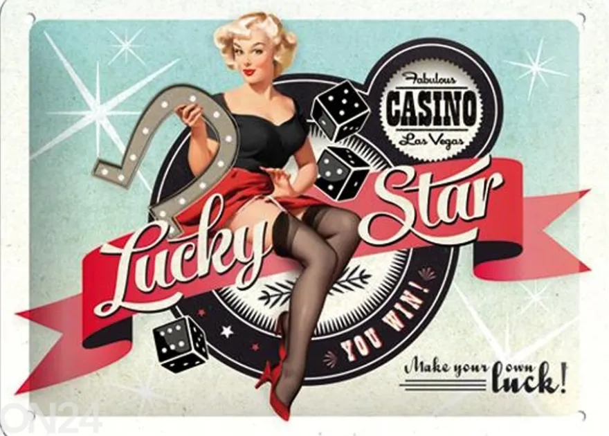 Retro metallitaulu Lucky Star 15x20cm