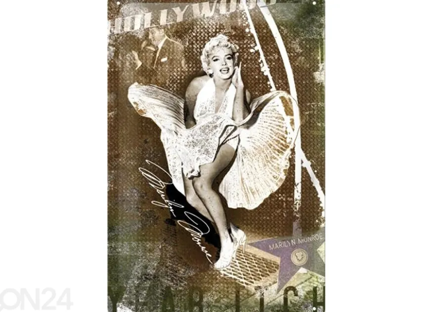 Retro metallitaulu Marilyn Monoroe Hollywood 20x30cm