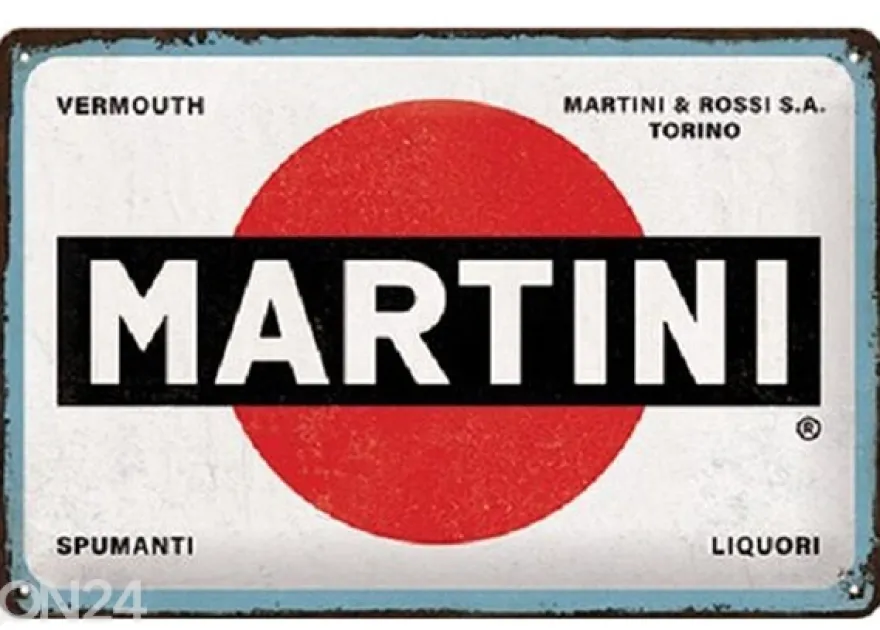 Retro metallitaulu Martini - Logo white 20x30 cm