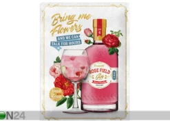 Retro metallitaulu Pink Gin Flowers 30x40 cm