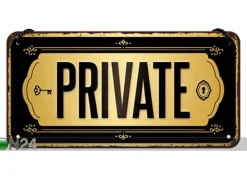 Retro metallitaulu Private 10x20 cm